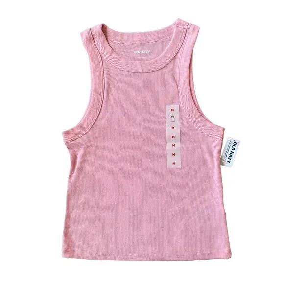 Old Navy girls medium pink stretchy ribbed sleeveless pullover tank top NWT - Picture 1 of 7